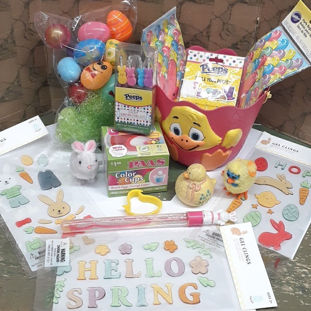 Huge Peeps themed Easter Basket, blow mold bucket & more.